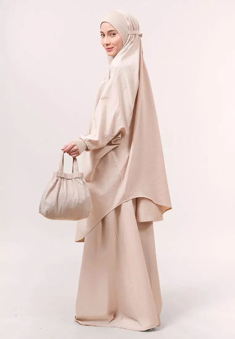 Siti Khadijah Telekung Flair Yumna Travel Set in Cream Latte