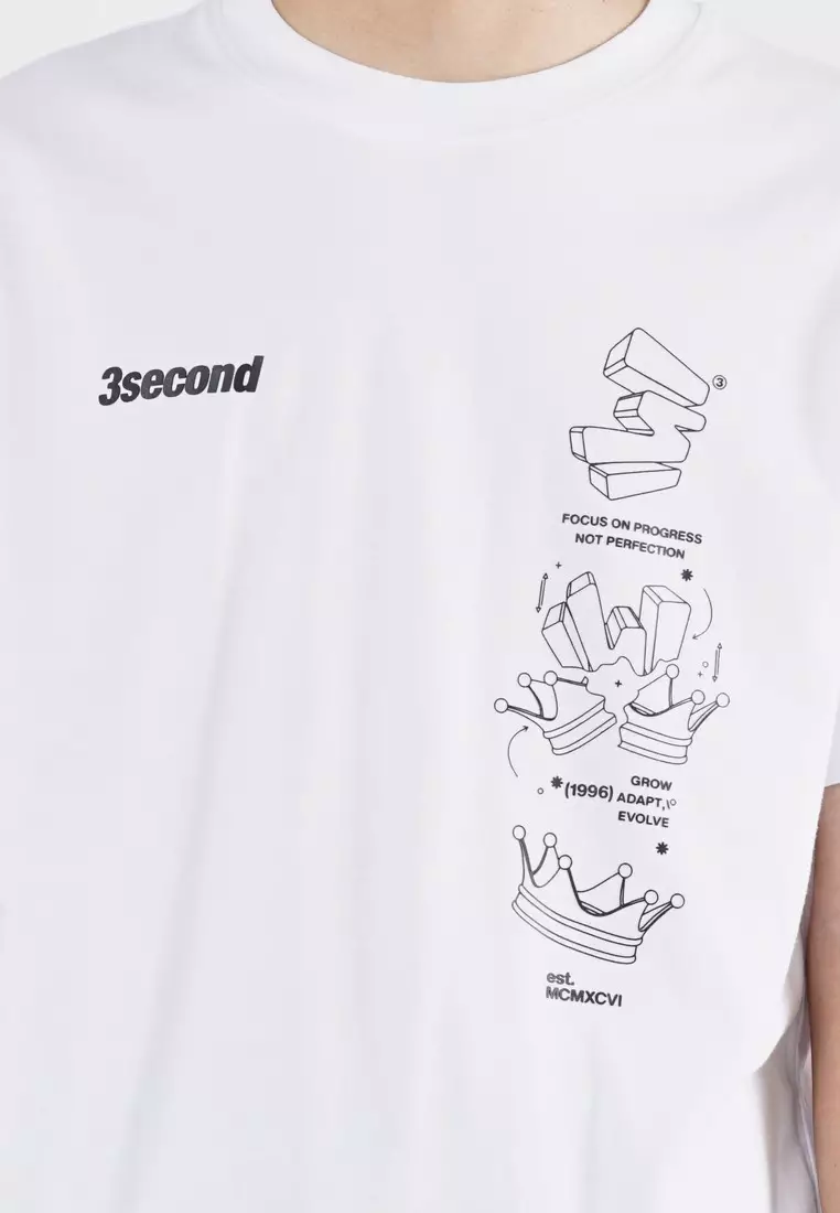 3Second Men's T-Shirt Short Sleeve Regular Fit Cotton King C091025