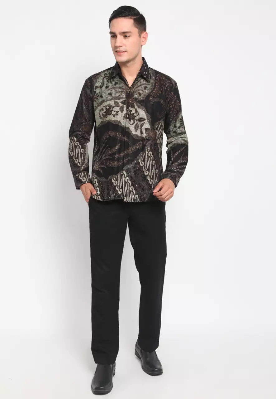 Kemeja Batik Pria Premium Slimfit Elegant Modern Lengan Panjang Narada Ijo