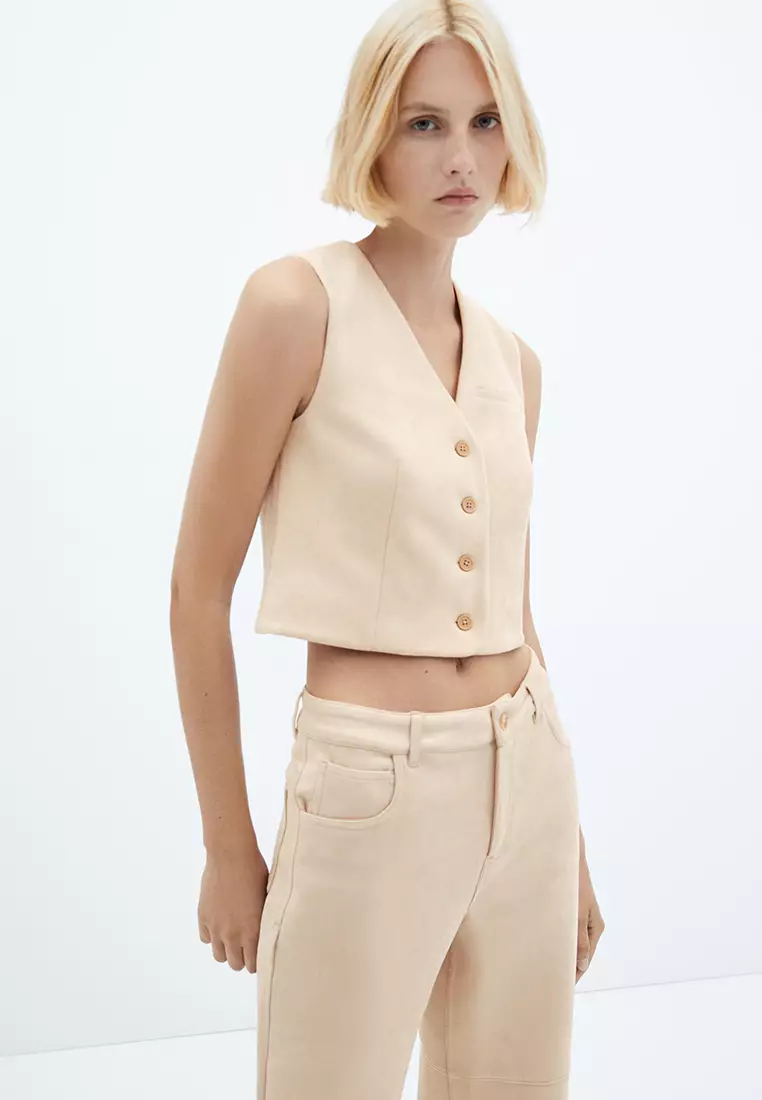 Suede trousers with seam detail