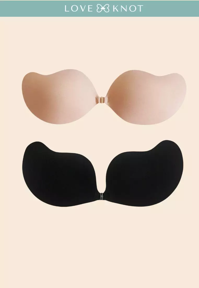Silicon Knotted Adhesive Bra for Women in Black Reusable and