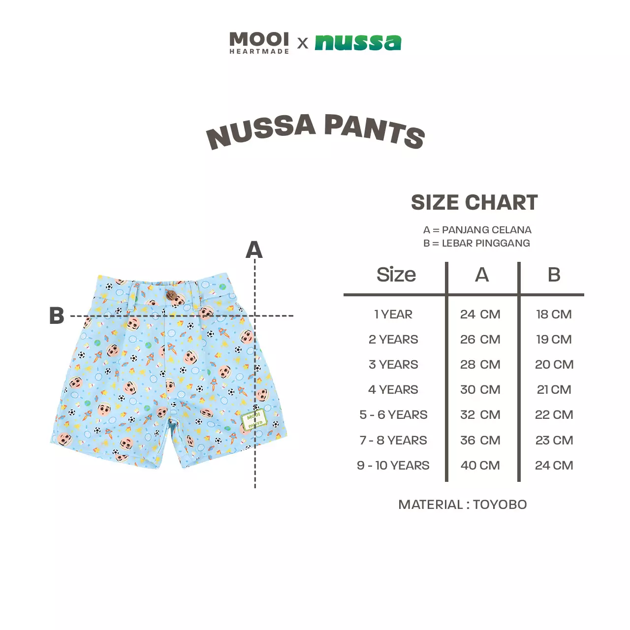 Mooi x Nussa Celana Pendek Anak Nussa Pants - Sky Blue