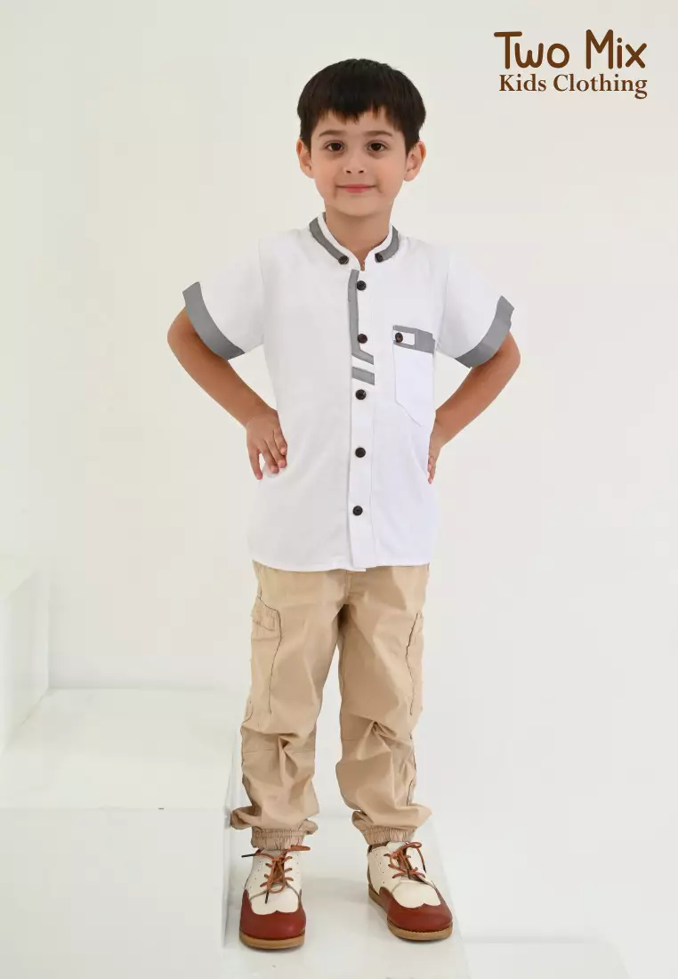 Two Mix - Baju Koko Anak Cowok - Baju Muslim Anak Laki 1-12 Tahun 4341 - Warna Putih