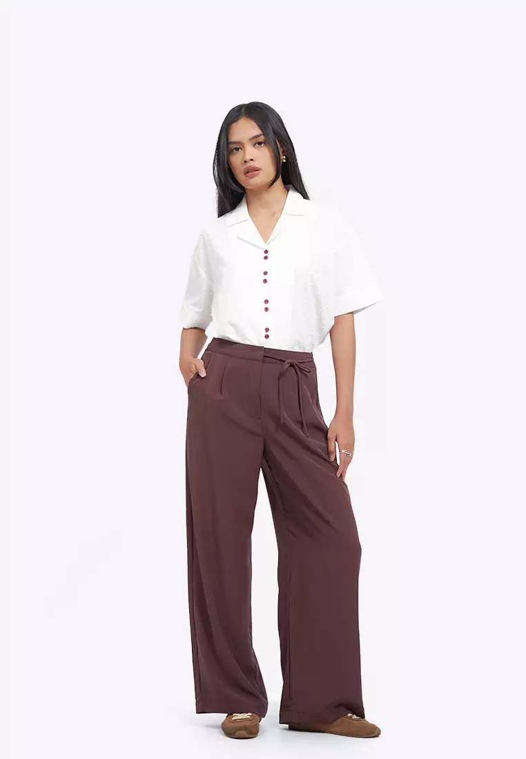 Belted Wide Leg Flowy Pants
