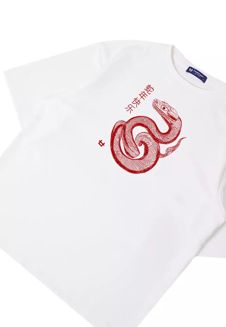 MTT89 baju kaos imlek oversize bahan scubalux 210gsm "polymesh snake" putih