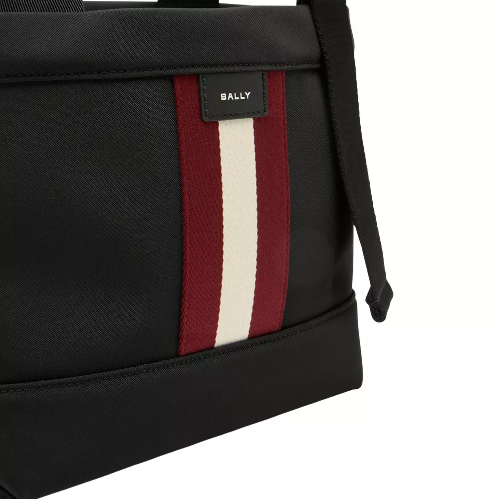 Code Nylon Top Tote Bag Black Red