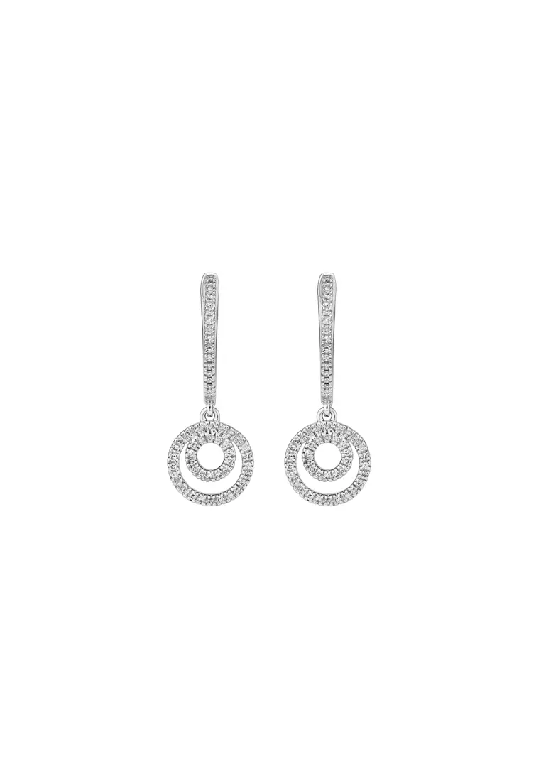 Buy Michael Hill Fine Double Circle Diamond Drop Huggie Earrings