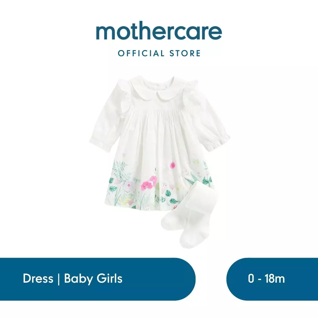 Jual Mothercare Mothercare White Occasion Dress and Tights Set