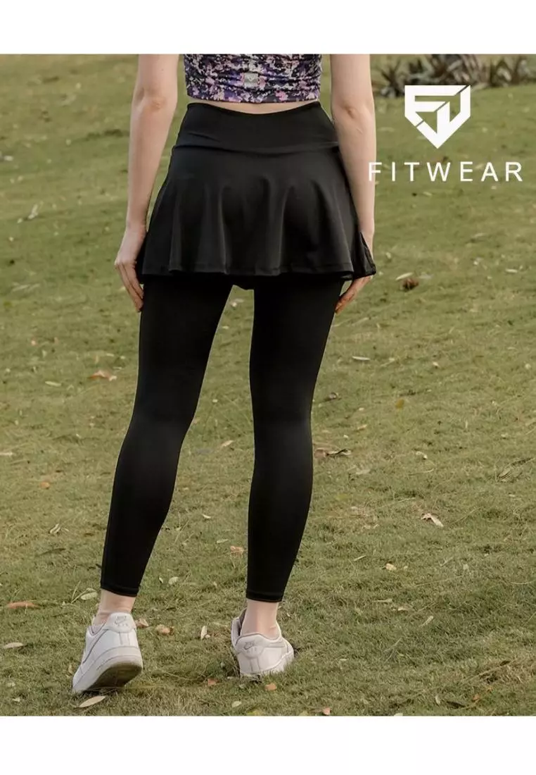 Fitwear - Rok + Legging Olahraga Wanita BEATRIX 2 TONE - BLACK