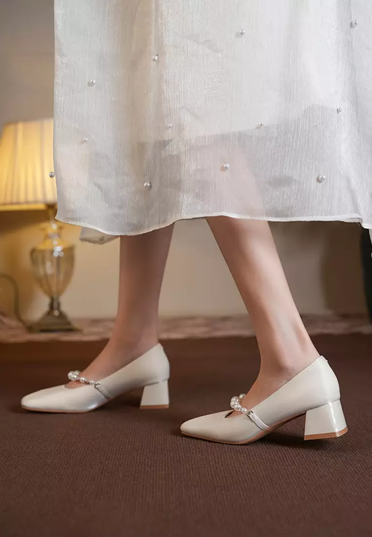 4CM Pearl Strap Mary Jane Shoes BY345-28