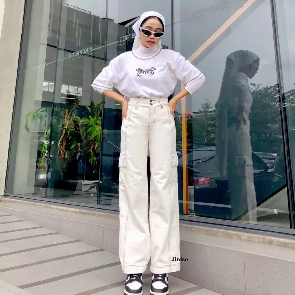 Highwaist Cargo Loose Jeans 409 HANDS UP