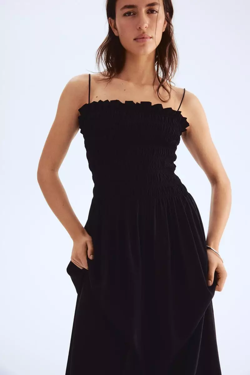 Smocked-bodice strappy dress