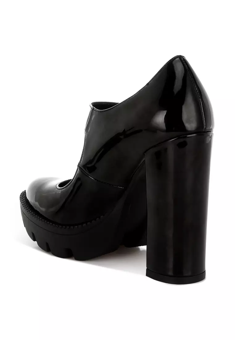 Black Patent PU High Heeled Mary Jane Shoes