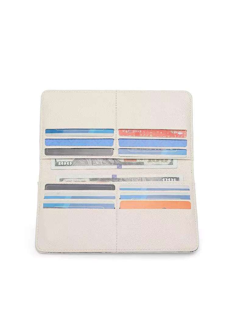 2 In 1 Long Purser with Coin Purse - White