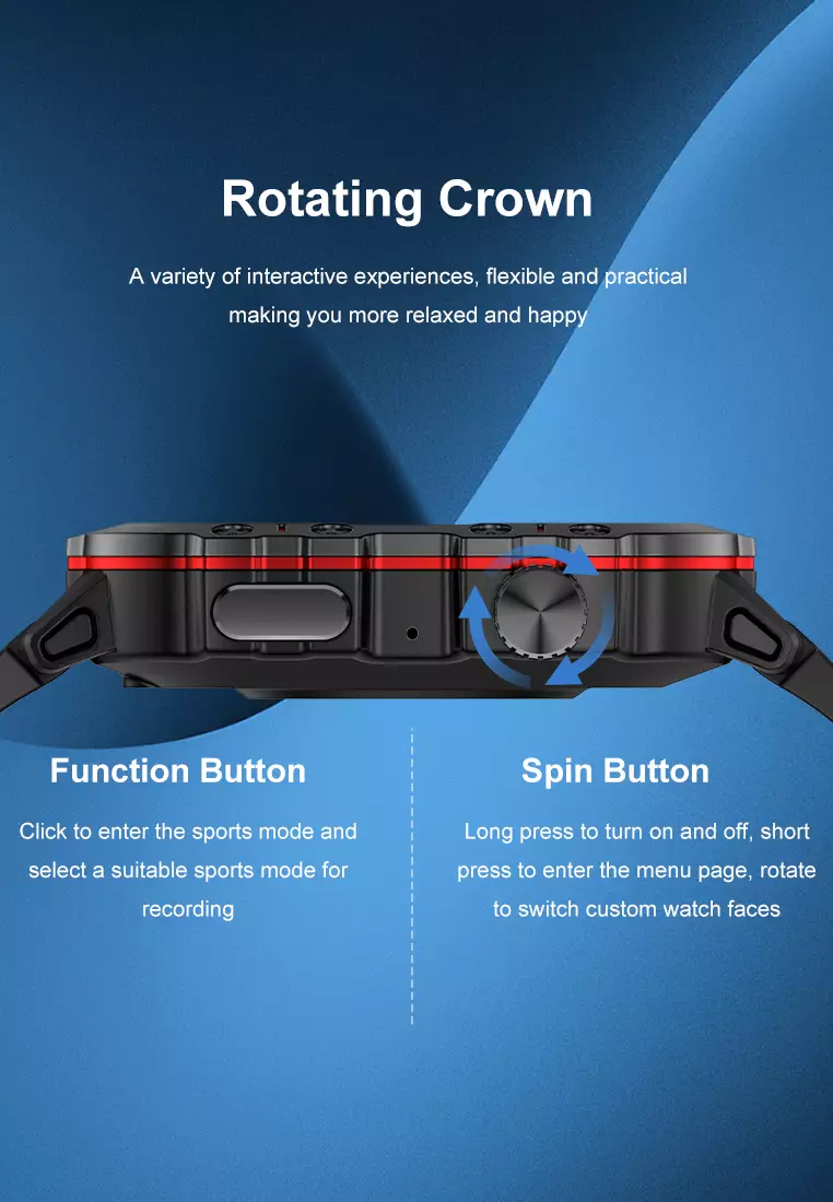 Smart Watch QX11 1.96 inch Full screen touch Long Time Battery Multiple sports modes Jam Pintar Black