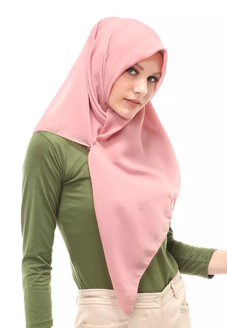 Kanya Hijab Scarf  Motif Polos Wanita Muslimah Relaxed Fit - Dusty Pink