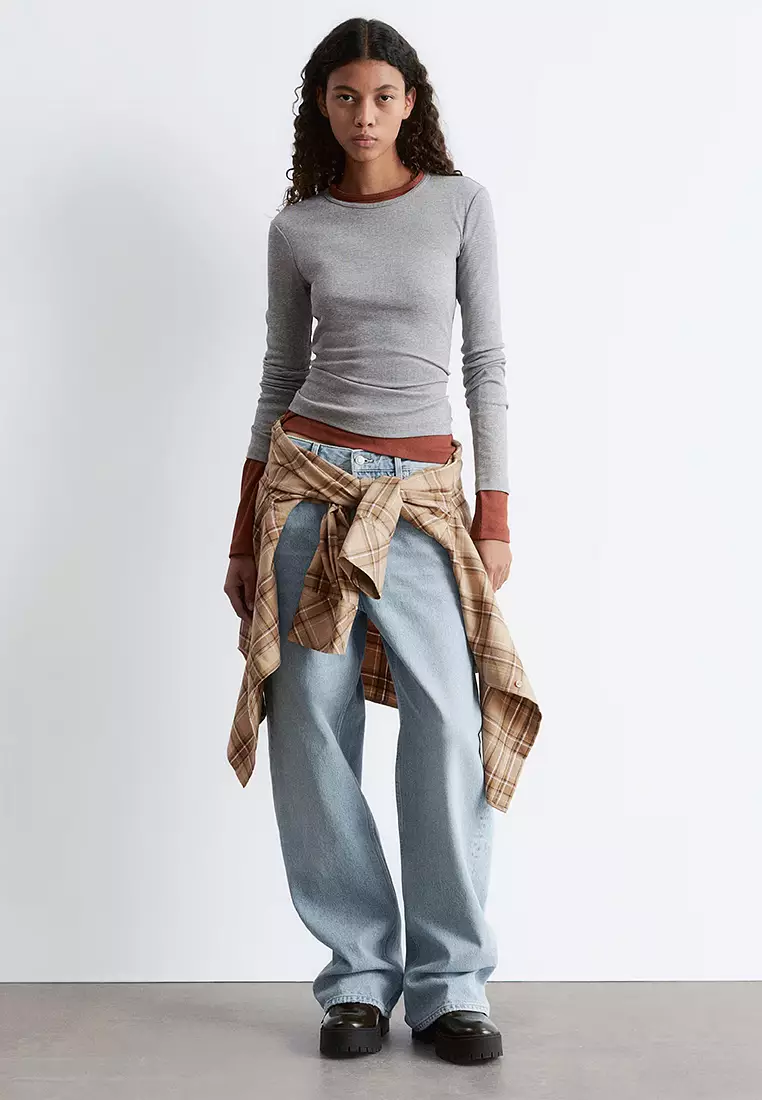 Ribbed Long-Sleeve Top