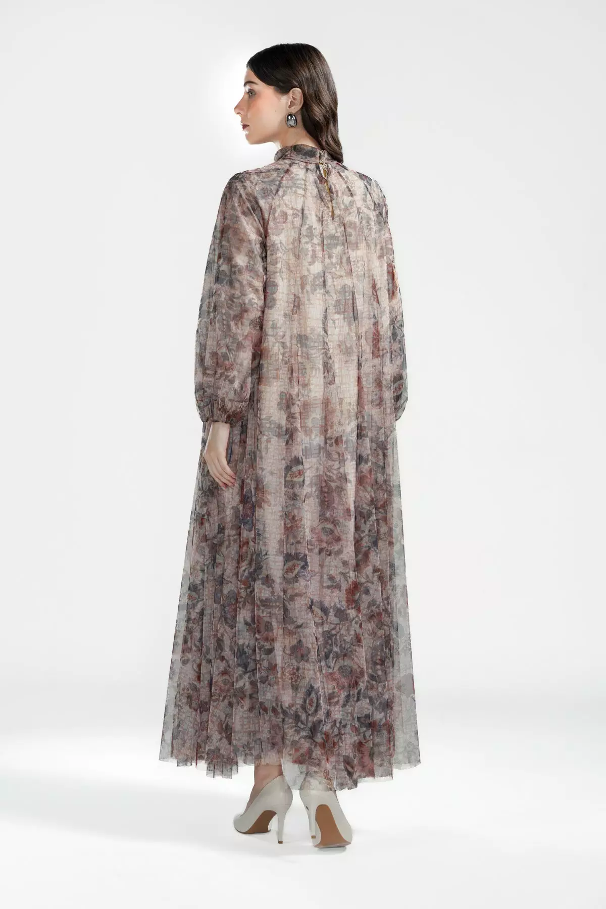 Benang Jarum - Festive Finesse Flowy Dress - Maple