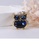Glamorousky white Simple and Cute Plated Gold Owl Brooch with Blue Cubic Zirconia 1D42EACAB8909BGS_3