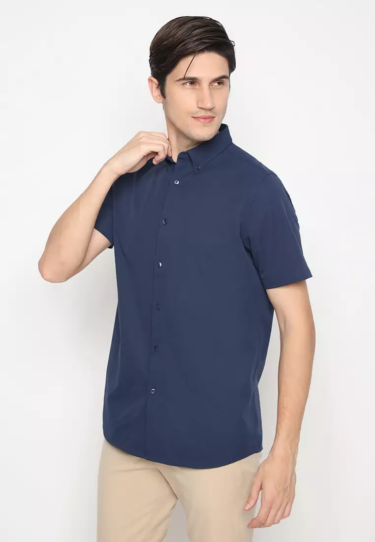 Jobb Egan Kemeja Pria Lengan Pendek Slim Fit Navy