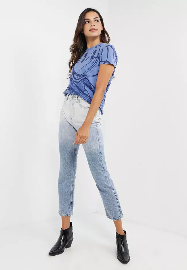 Straight Cropped Degradé Jeans