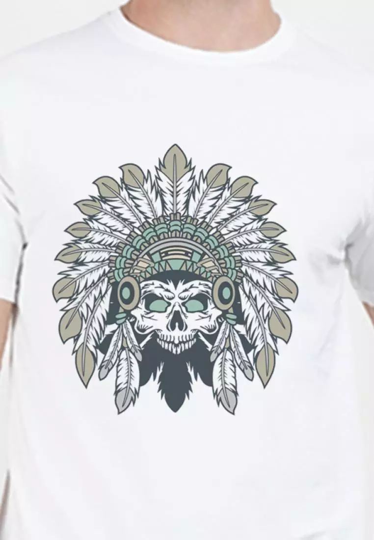 Tribal Skull  White Cotton Short Sleeve Essential T-Shirt