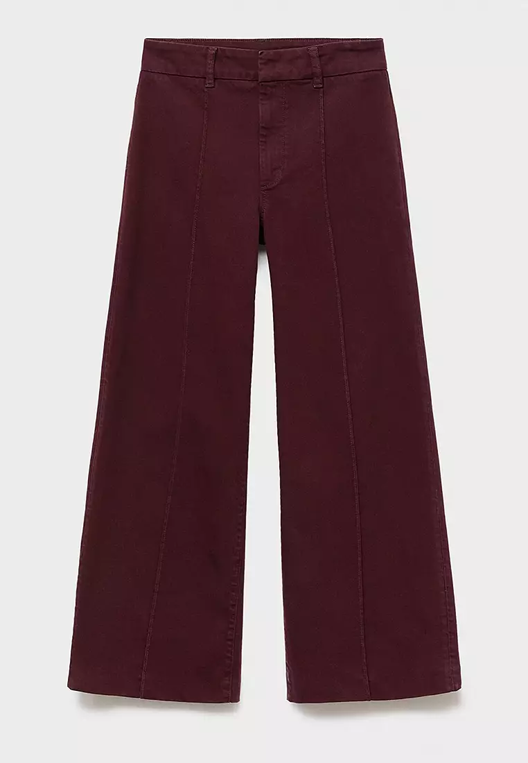 High-Waisted Wide-Leg Jeans With Stitching