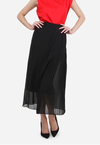 Asymmetrical Pleats Maxi Skirt