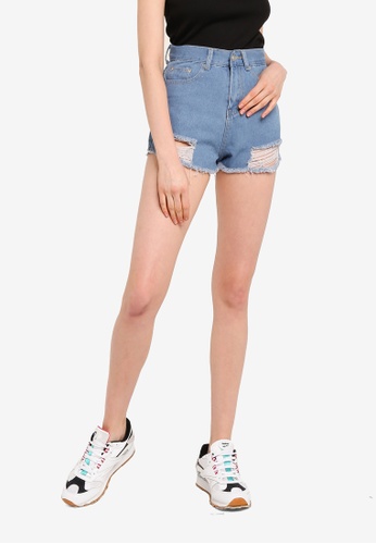 Buy Something Borrowed Distressed Ripped Denim Shorts Online On Zalora Singapore