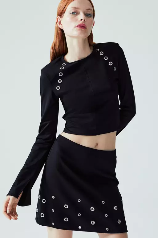 Eyelet-detail skirt