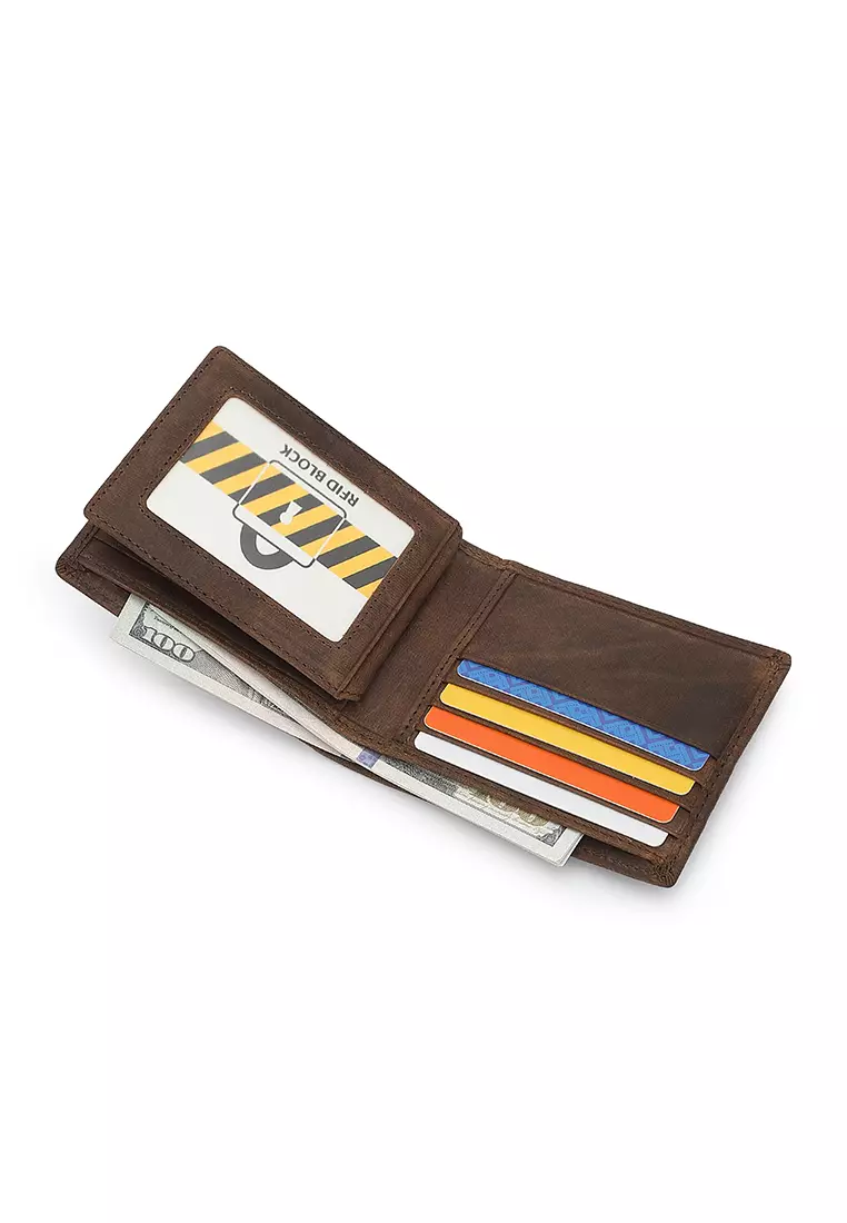 Men's Genuine Leather RFID Blocking Wallet - Brown