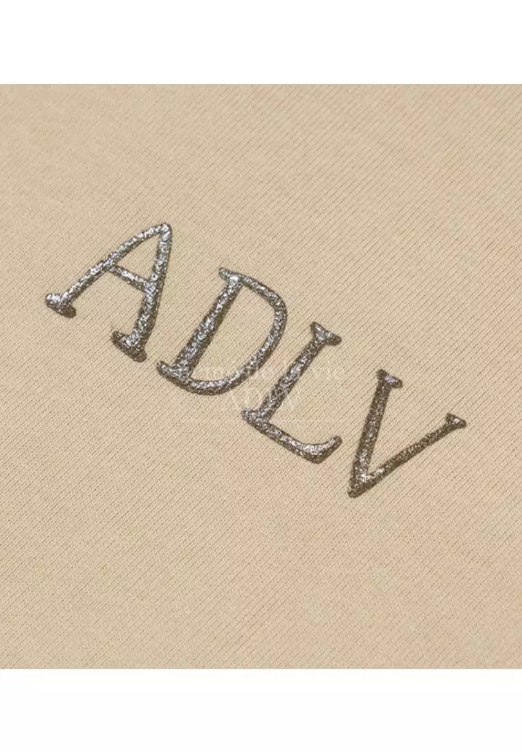 Glossy Basic Logo Short Sleeve T-Shirt Beige