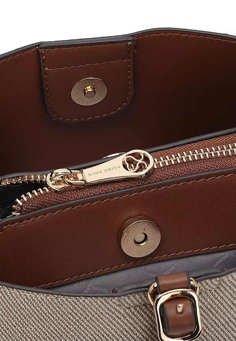 Women's Top Handle Bag / Sling Bag / Crossbody Bag / Shoulder Bag (Tas Tangan Wanita / Tas Selempang Wanita / Tas Bahu Wanita) - Krem