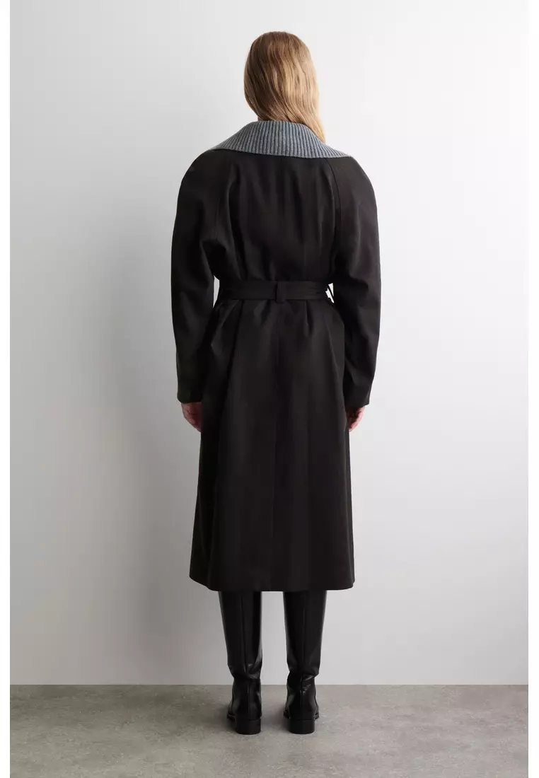 WOOL-BLEND LONG TRENCH COAT