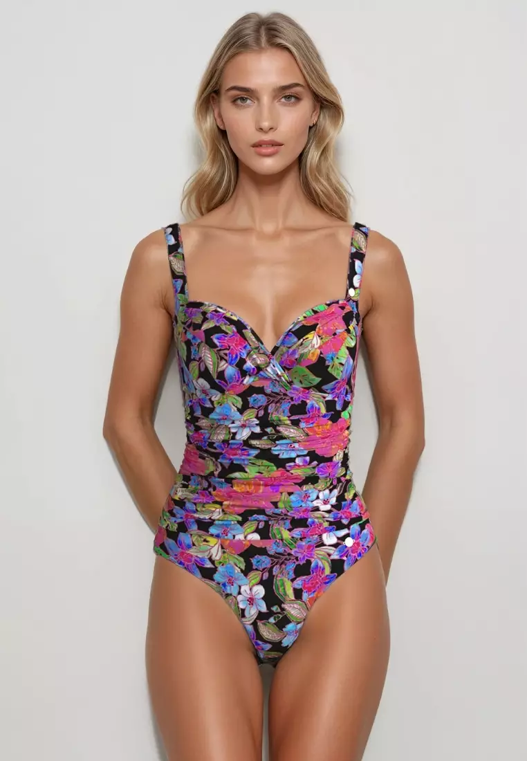 Tropadelic Island Black Cross Front Onepiece