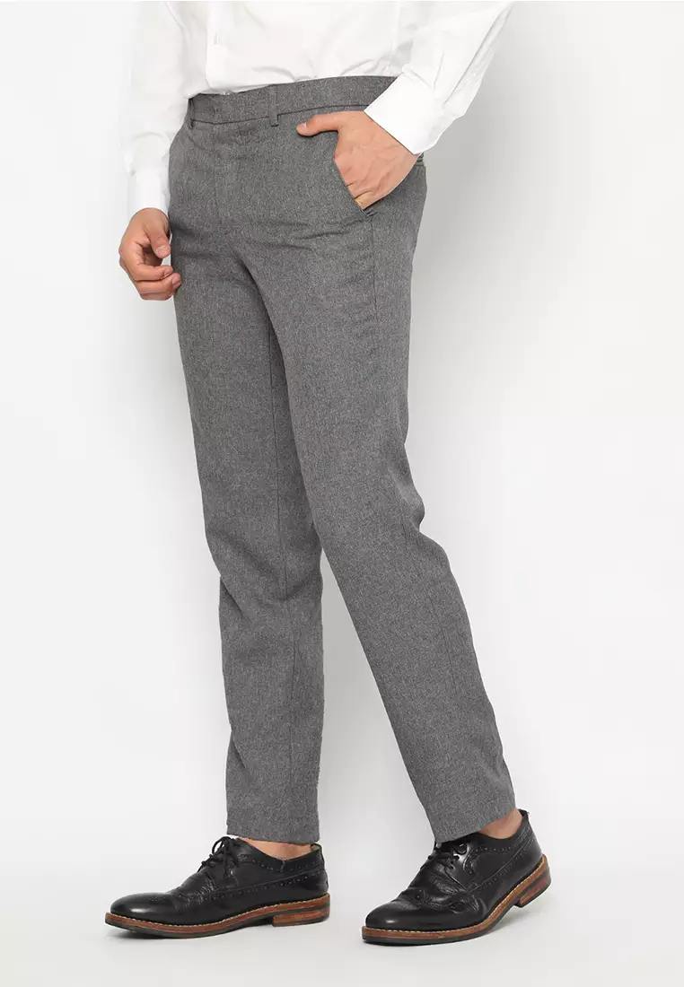 Enzy Basic Celana Formal Pria - Grey