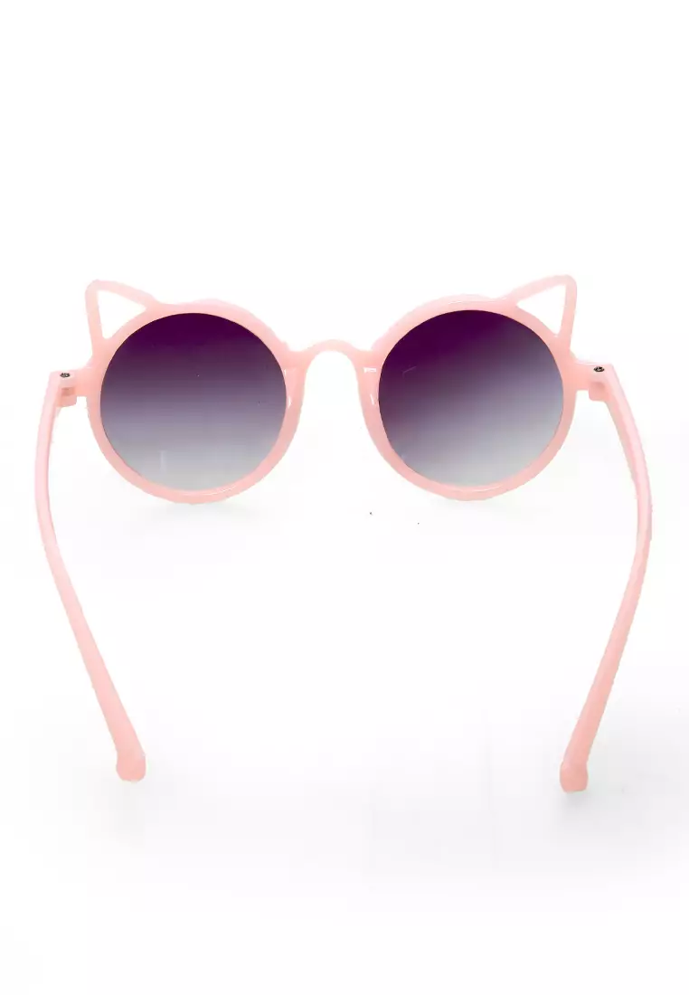 Ulrico Kacamata Hitam Anak Unisex Cat Ear Model Sunglasess Cute Design Material PC ORIGINAL - Pink