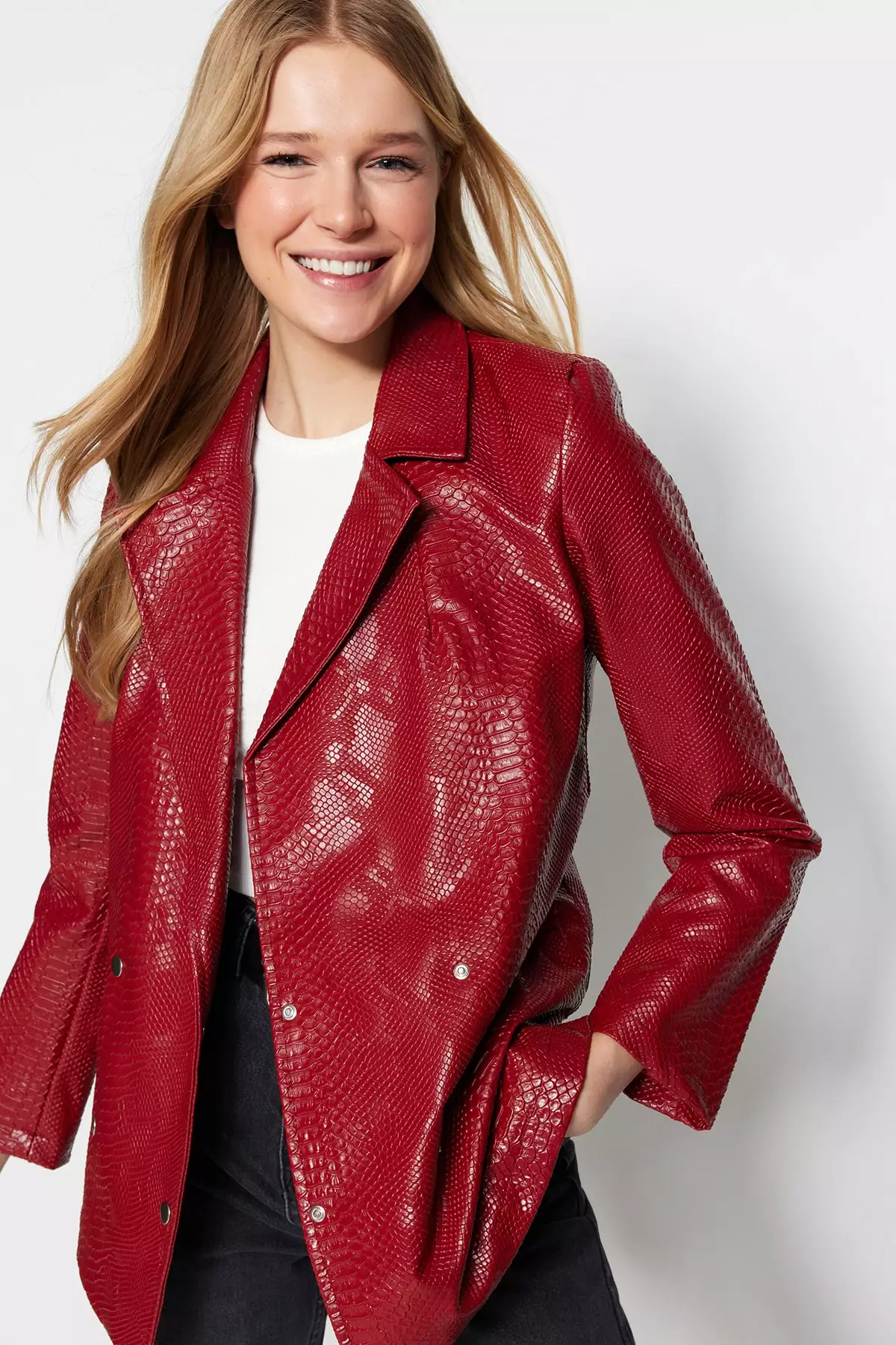 Red long blazer best sale jacket