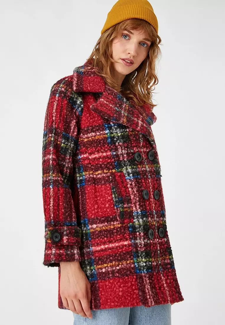 Double Breasted Fastener Boucle Coat