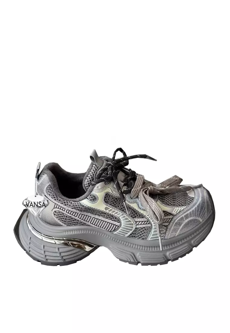 Discount on Twenty Eight Shoes  shoes - SKU: VANSA Fashionable Cow Leather Mesh Platform Sneakers VPW-T-KLA2506