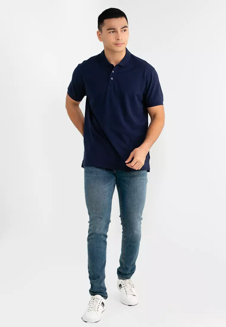 Denim blue polo top shirt