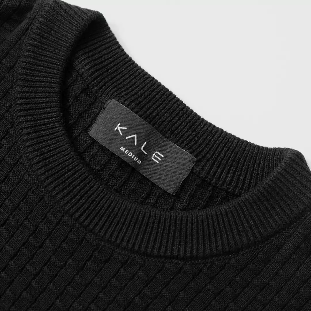 Kale Miller Black / Sweater Rajut Pria Lengan Pendek / Knitwear