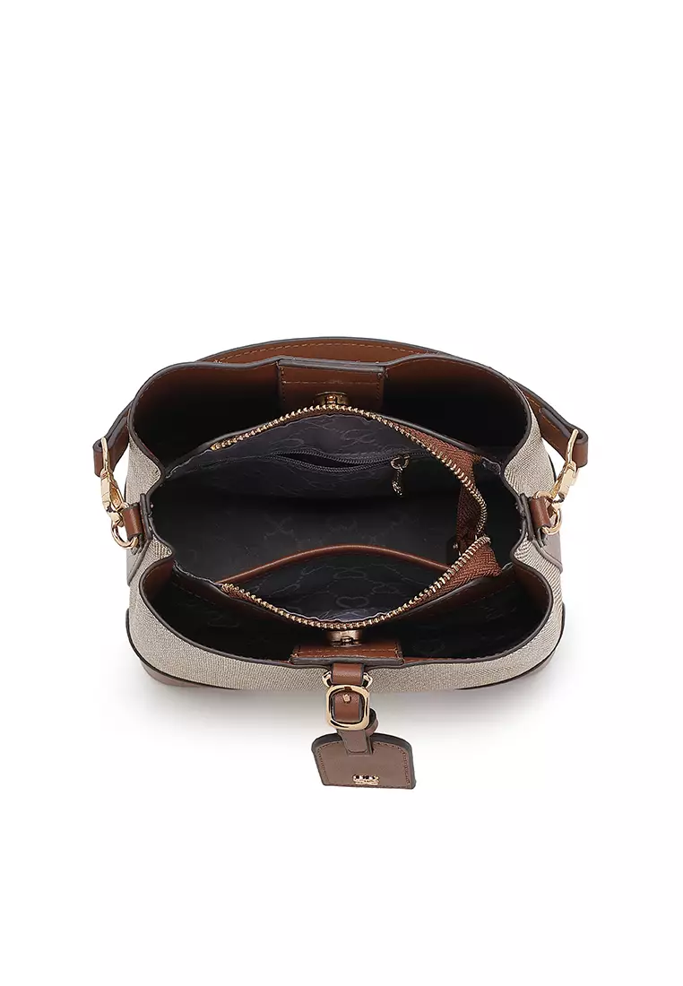 Women's Top Handle Bag / Sling Bag / Crossbody Bag / Shoulder Bag (Tas Tangan Wanita / Tas Selempang Wanita / Tas Bahu Wanita) - Krem