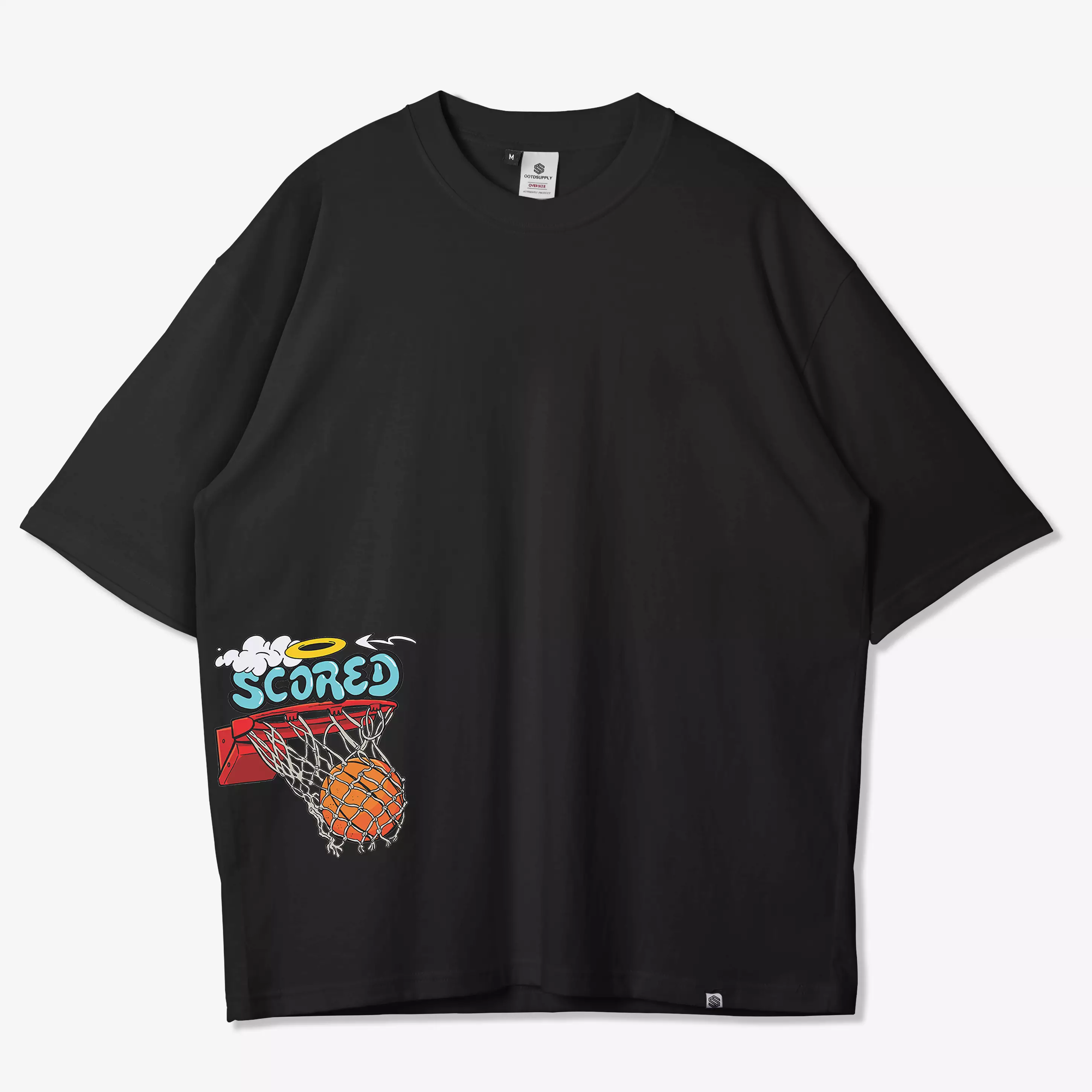 OOTDSUPPLY Oversized Tshirt HOOP Black & White