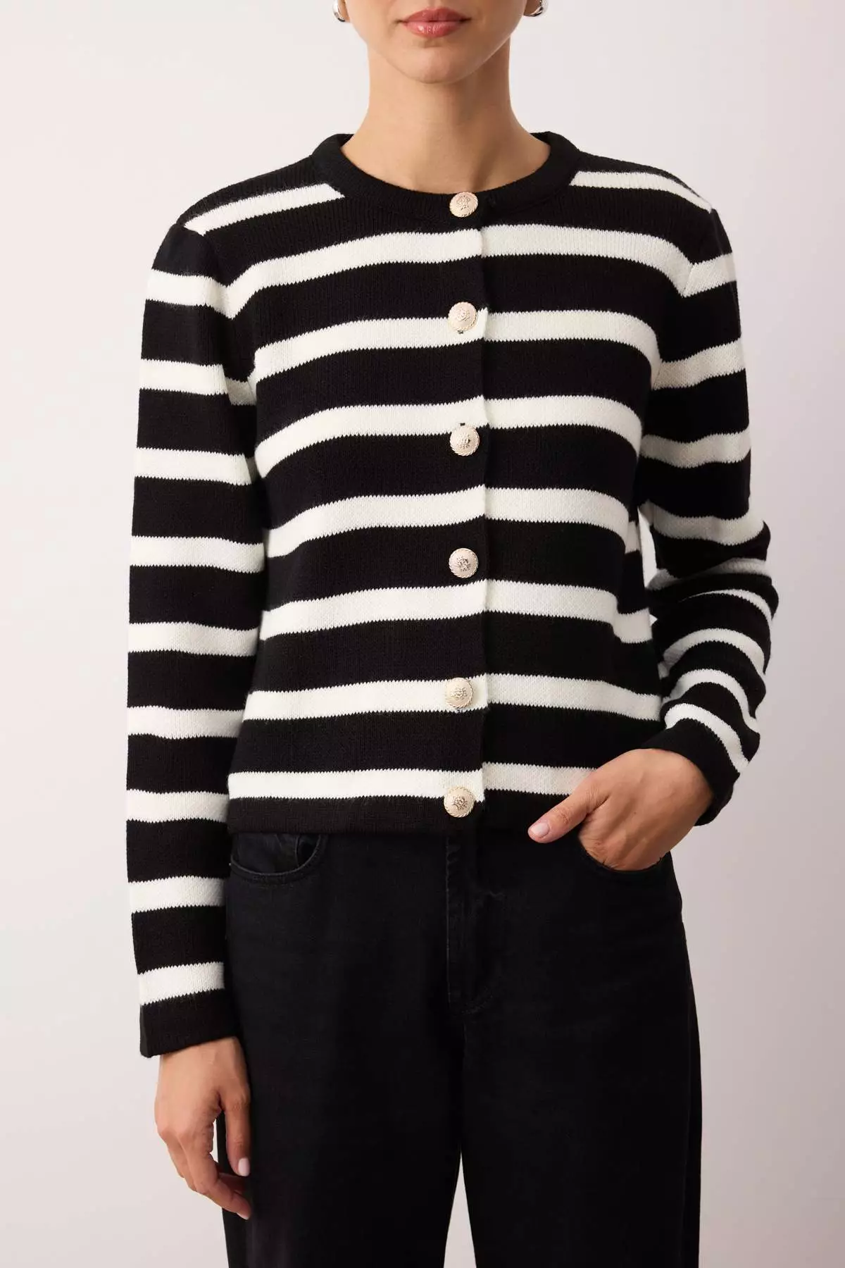 Black Basic Jacket Look Knitwear Cardigan