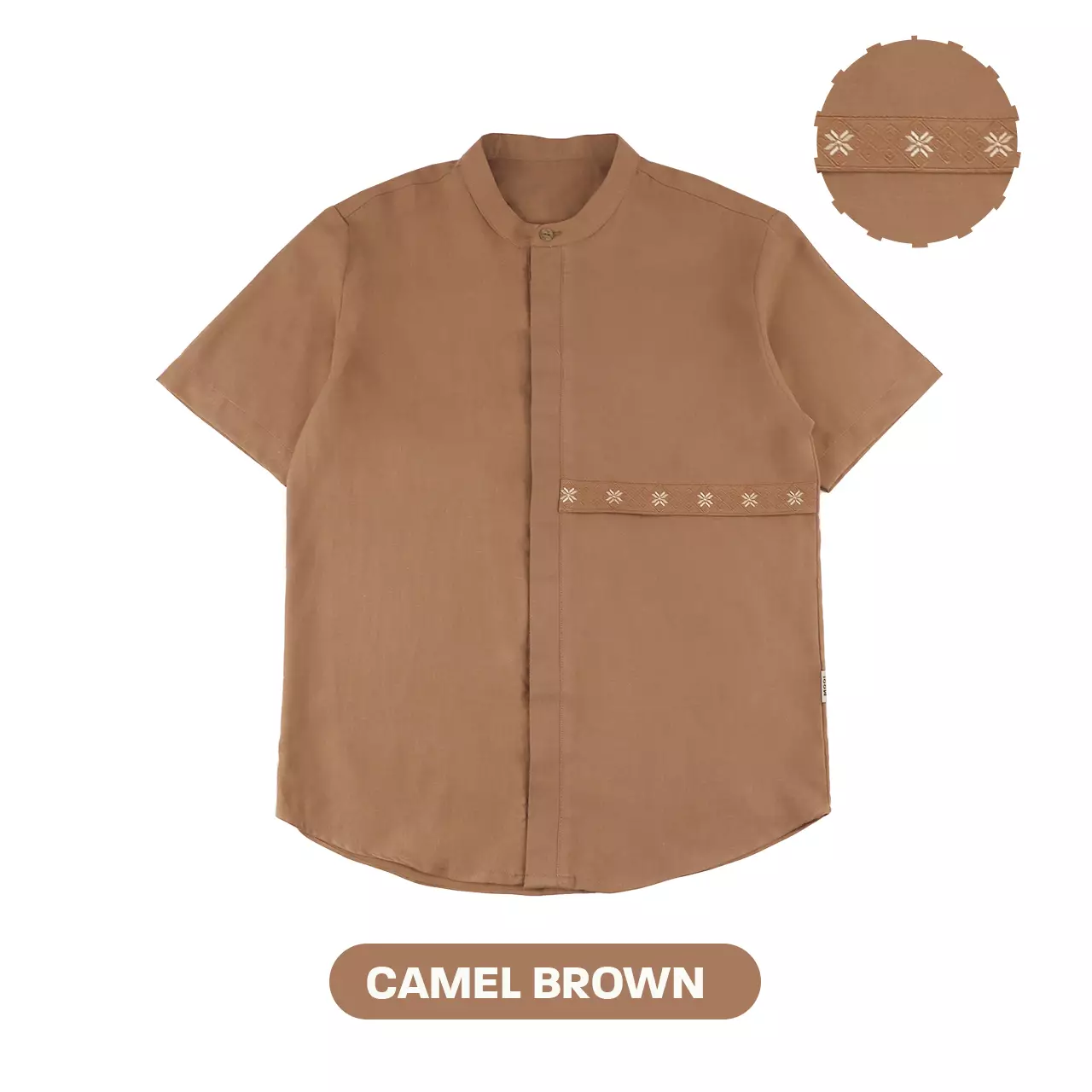 Mooi Atasan Pria Kemeja Pria Raya Collection Gaffi Koko - Camel Brown