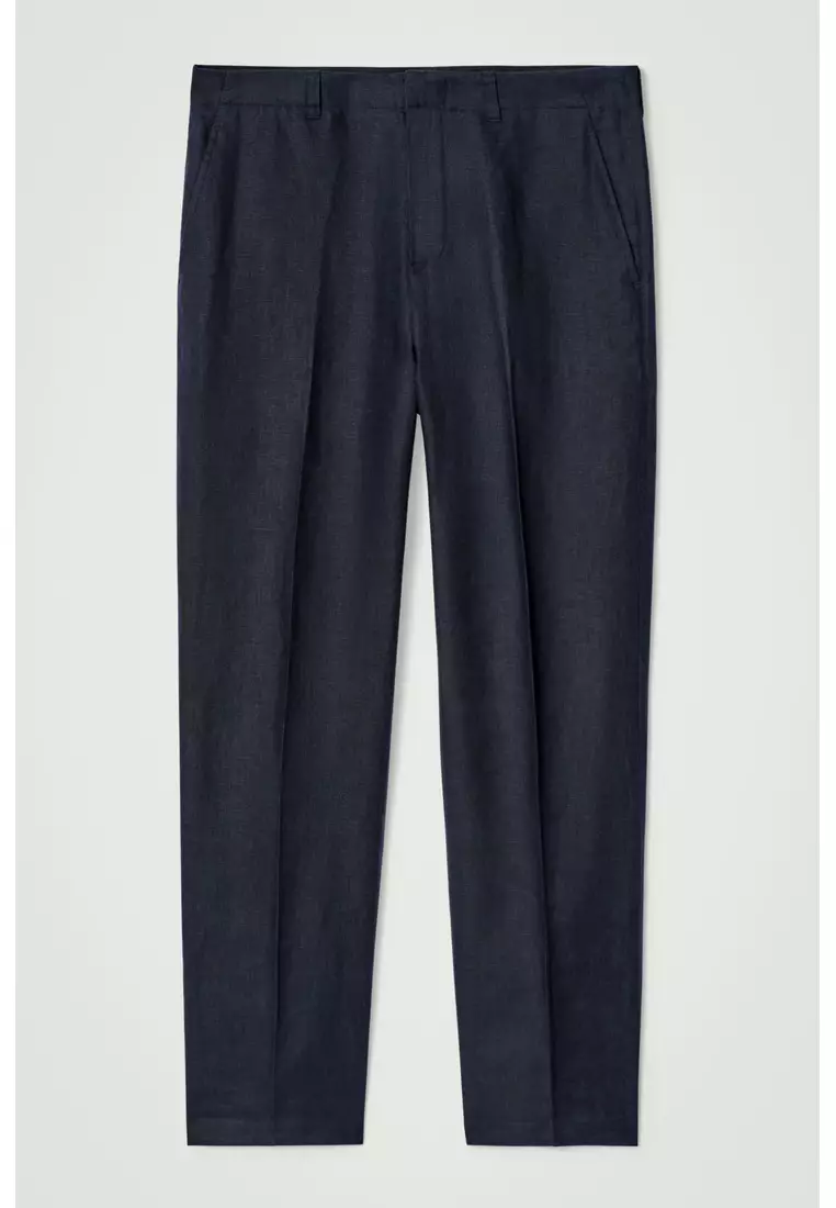 RELAXED LINEN TAPERED TROUSERS