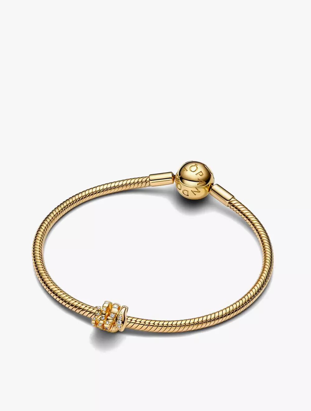 Snake 14k gold-plated charm with clear cubic zirconia