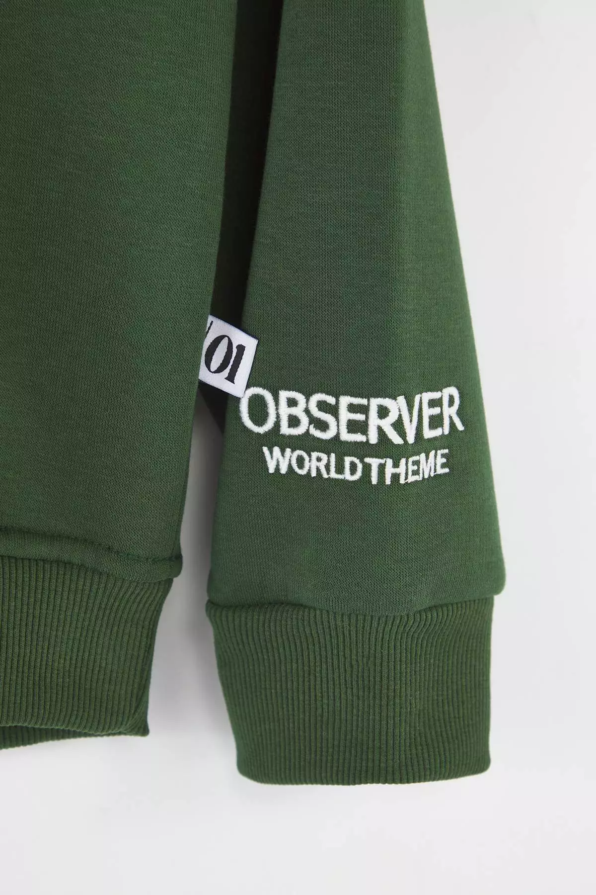 Khaki Hooded Oversize/Wide Cut Embroidered Labeled Soft Fabric Sweatshirt Tmnaw24Sw00031