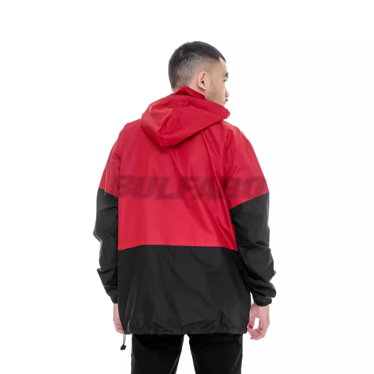 Jaket Taslan Hoodie Outdoor Red Black